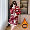 Fall Roman 2 Piece Set for Women Top And Plaid Hand-Painted Slim Set Clothing Wholesale