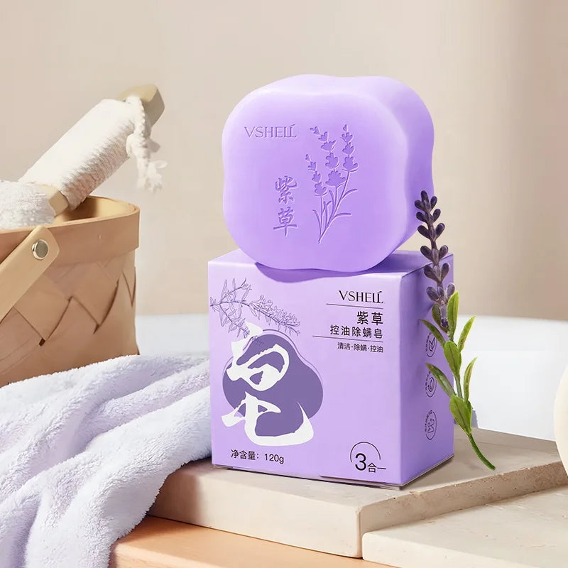 Wholesale Oil Control Mite Removal Bar Soap Plant-based Purple Herb 120g/4.23oz Jojoba Oil Niacinamide Oily Skin Clear Purifying
