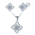 Square Flower Moissanite Necklace VVS 925 Sterling Silver Diamond Earrings With GRA Certificate