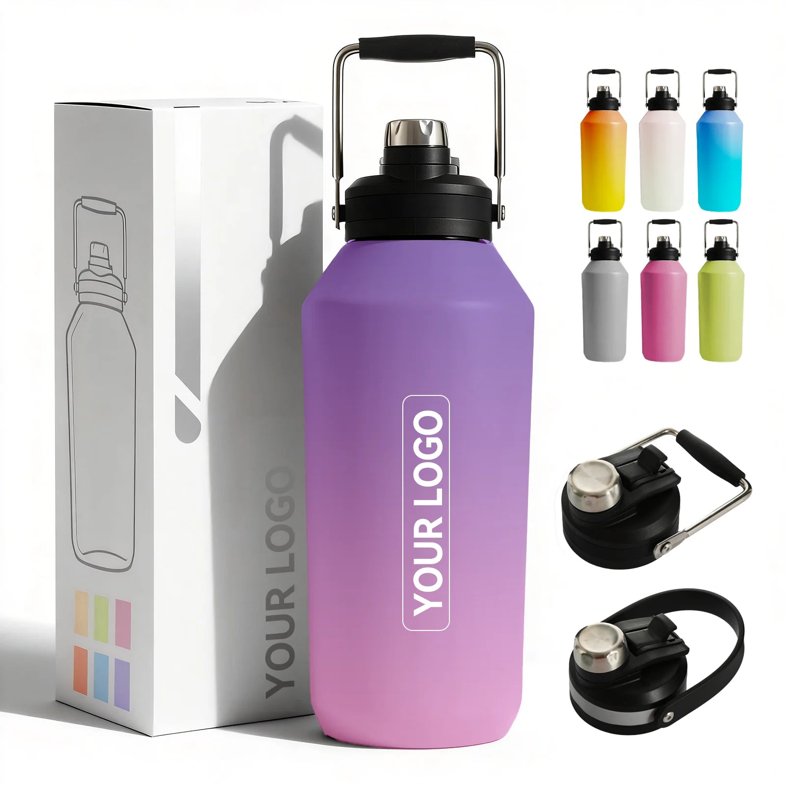 Northfox ODM 40OZ 64OZ Stainless Steel Water Bottles Insulated Wide Mouth Vacuum Sports Large Water Bottle with Handle Lid