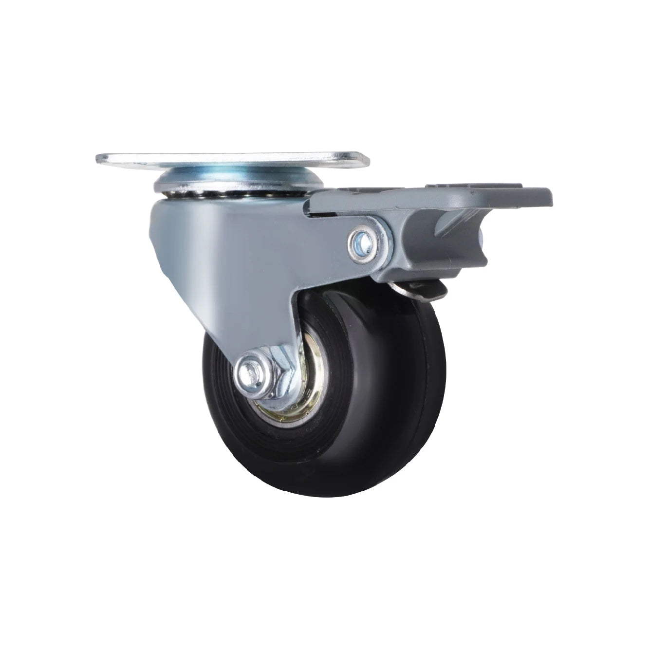 Durable PU 2 Inch (50mm) Swivel with Brake Plate Caster Wheels Industrial Workshop Warehouse Supermarket Desk Rack Table Cabinet