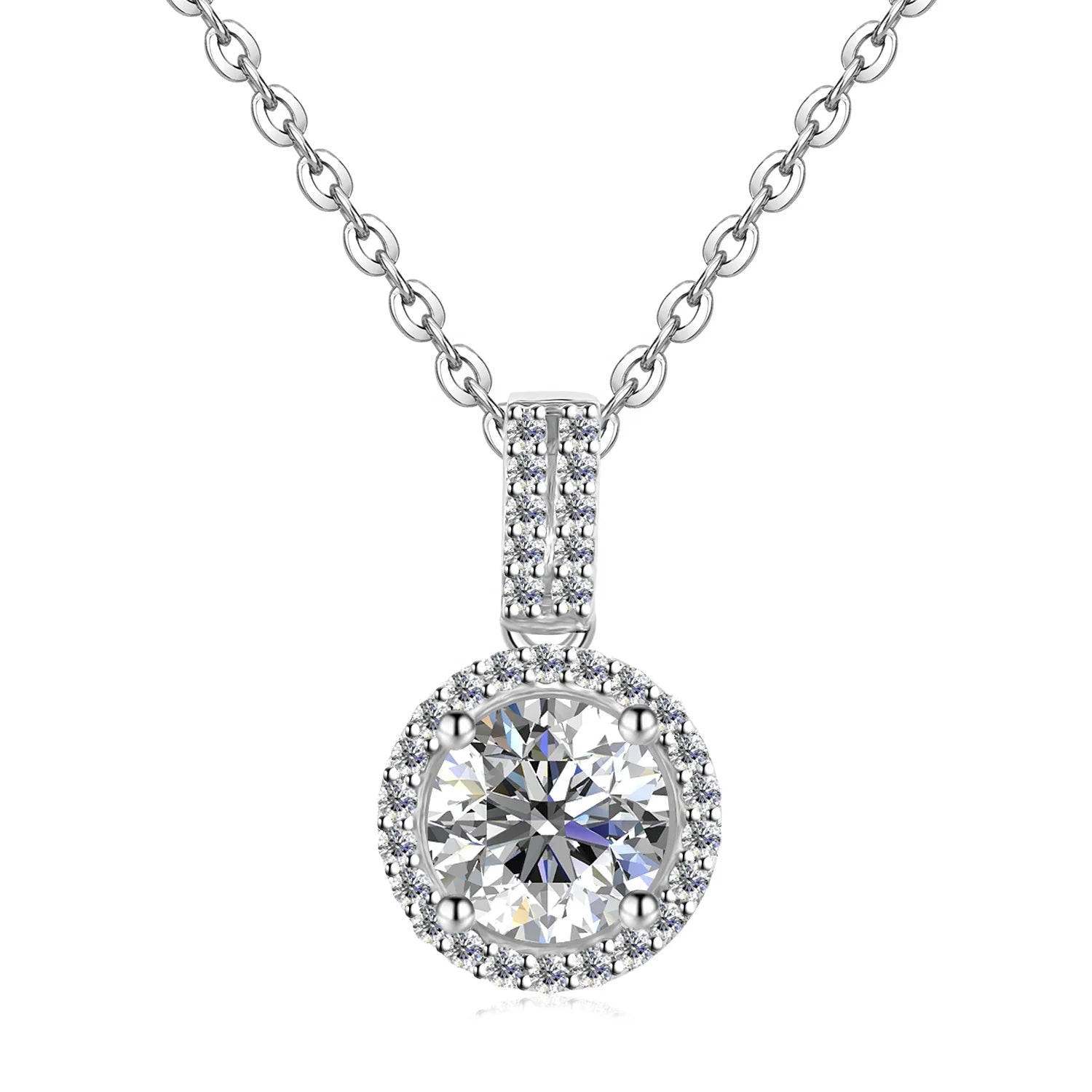Hot Selling Lab Grown Diamond Ladies Jewelry Accessories Silver 925 Halo Moissanite Pendant Necklace Destiny Jewellery