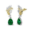 Wholesale 925 Sterling Silver Vivid Green Emerald Luxury Statement Drop Earrings Fancy Bridal Women Jewelry Destiny Jewellery