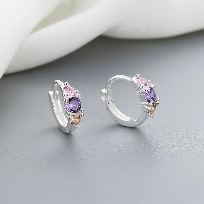 Hd Wholesale Fashion Jewelry for Ladies 925 Sterling Cubic Zirconia Huggie Earrings Sterling Silver Charms
