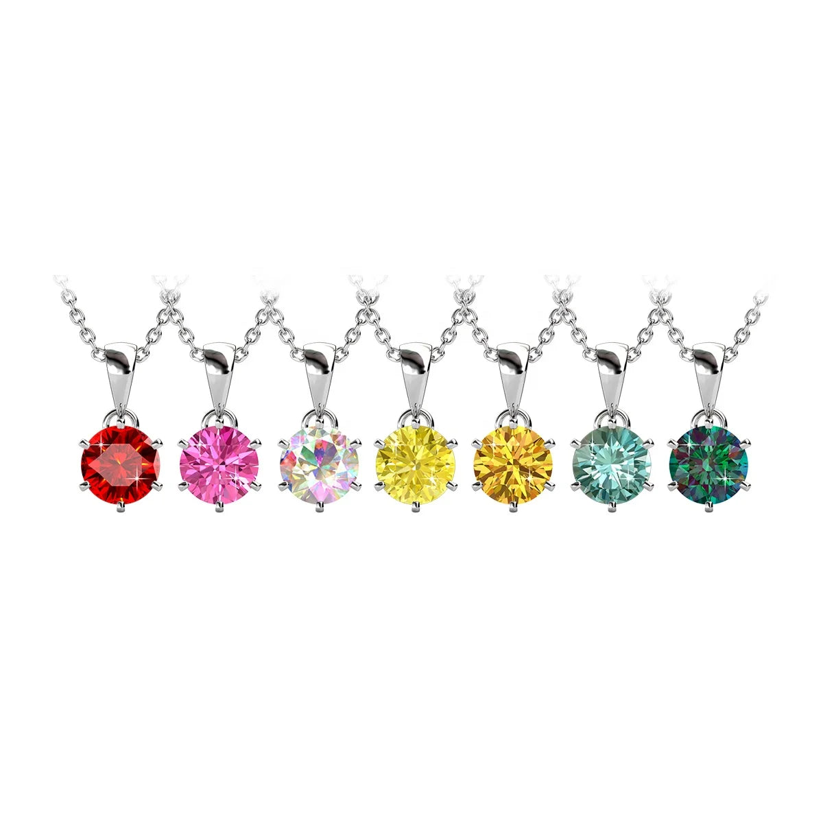 New Arrival Colored Gemstone Moissanite 925 Silver Solitaire 1ct Stone Pendant Necklace Jewelry for Women Destiny Jewellery