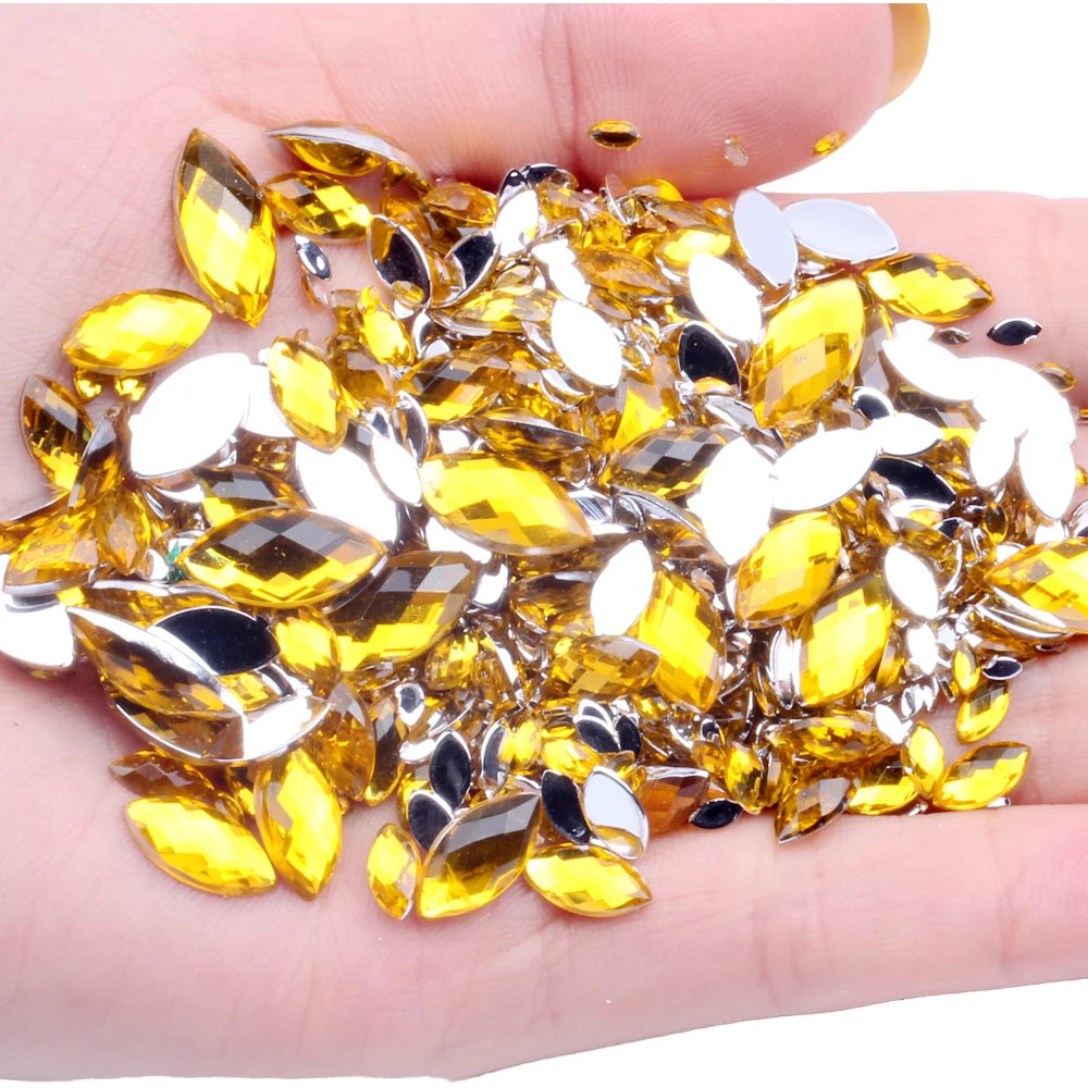 New Style Acrylic Flat Back Rhinestones 2x4mm 10000pcs Marquise Earth Facets Dress DIY Jewelry Nails Art Charms Gem Bags