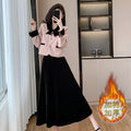 Casual 2 Piece Set for Women Top And Patchwork Slim Velvet Skirts Set Ropa Wholesale
