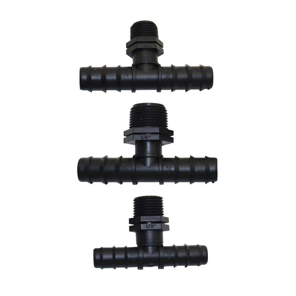 DN16 DN20 Male Thread Tee Connector Drip Irrigation Barbed Fitting 1/2" 3/4" PE Pipe Split Adapter Irrigation Accessories MegaBDM