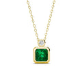 925 Sterling Silver Vivid Green Emerald Delicate and Minimalist Pendant Necklace Petite Jewelry for Women Destiny Jewellery