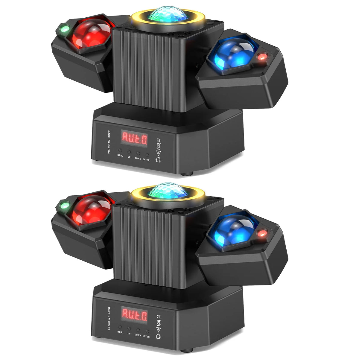 U`King 2pcs 65W LED RGBW Beam Laser Strobe Effect Light Disco Remote Sound Control Moving Head Stage Light for DJ Disco Party MegaBDM