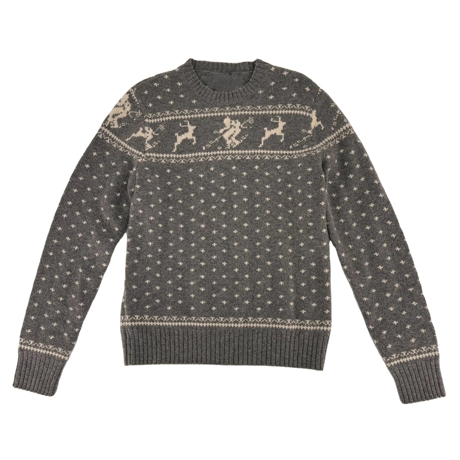 OEM Custom Design Men's Fashion Long Sleeves Crew Neck Pullover Regular-Fitting Thin Wool-Cashmere Christmas Ugly Sweater