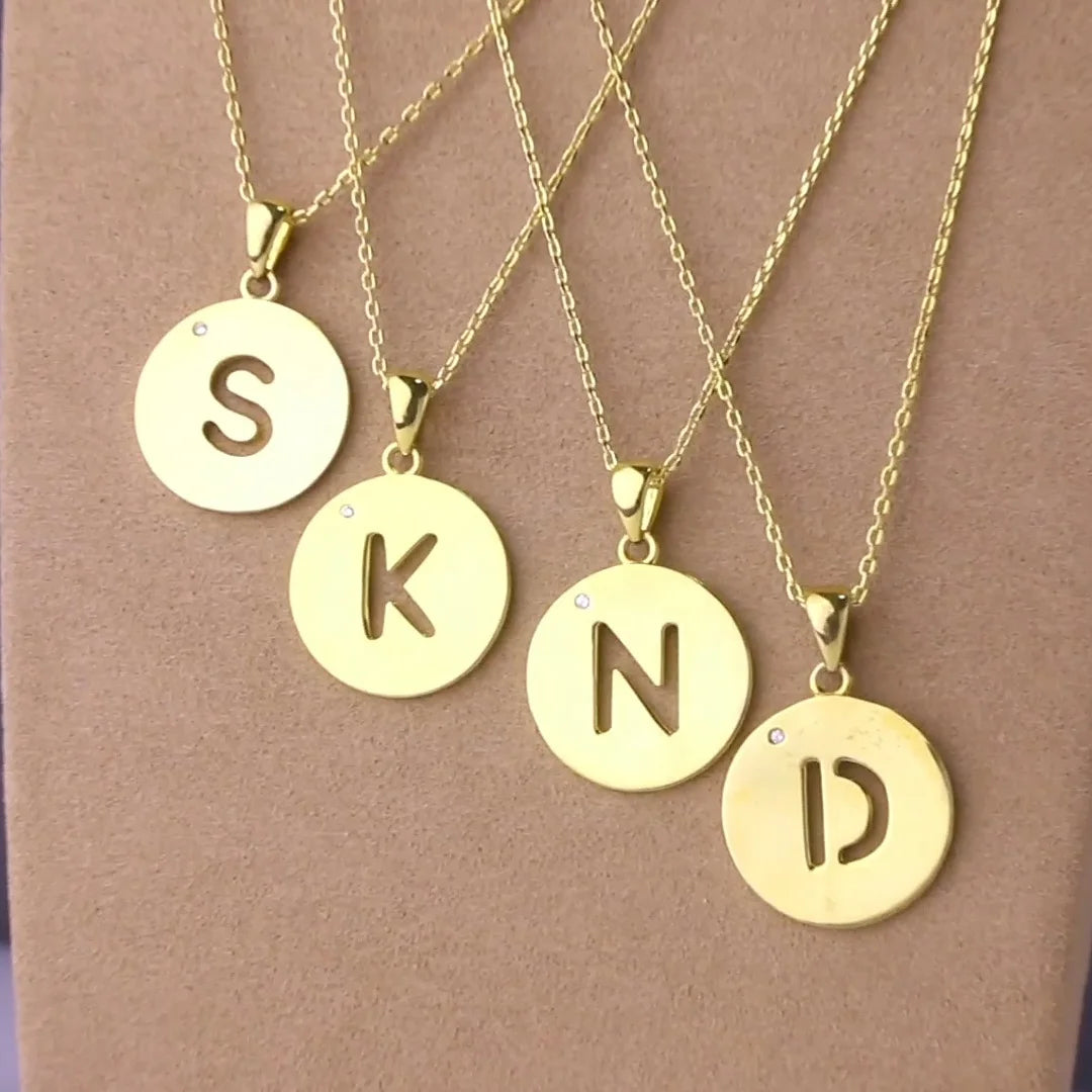 Solid Color Hollow Letter Chain Necklace Custom Letter Name Pendant Gold Chain Pendant Any Size