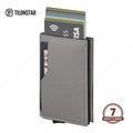 TILONSTAR TVC205 Pop up Card Holder Sliding Business Card Holders Leather Aluminum Bank Card Case
