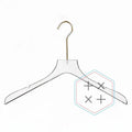 AS 43 cm  High End Custom Logo Gold Hook Transparent Acrylic Clothes Hanger for Garment Shop
