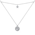 Women's Sterling Silver Jewelry Star Pattern Zircon Pendant Wedding Mother Daughter Best Necklaces for Bride Sets Women