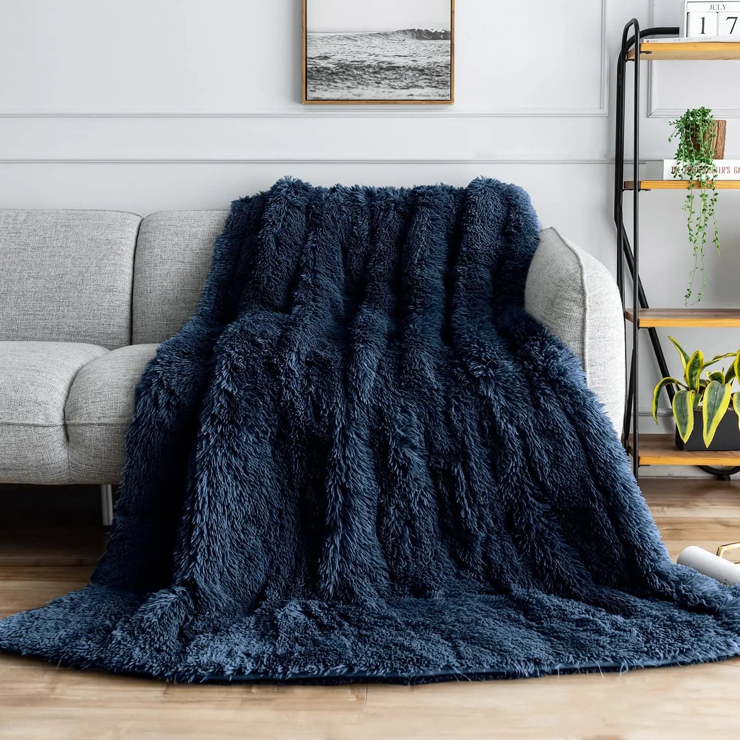 Luxury Super Comfortable Long Faux Fur Blankets Sherpa Weighted Blanket Fleece Sensory Queen Size Release Stress