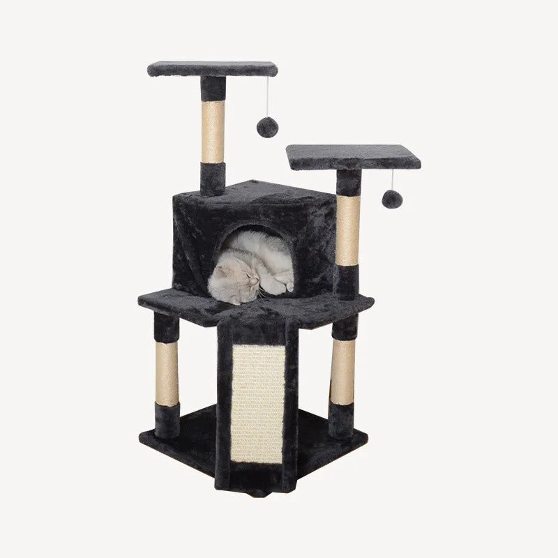 Wholesale Arbre A Chat Dark Wooden Original 1 Piece Sturdy Small Tree For Cat Tree Tower For Indoor Cats