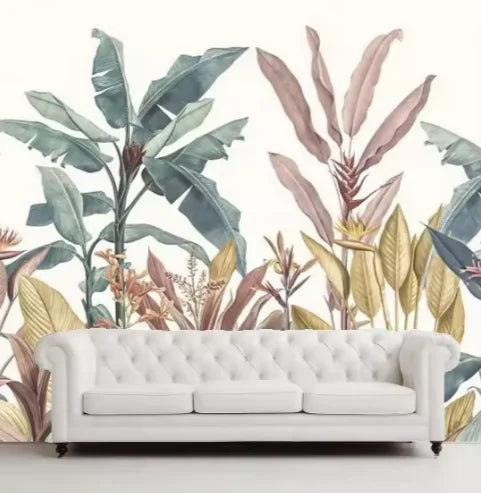 Wall Paper Manufacturer Nordic Tropical Plant Banana Leaf Art Wallpaper Living Room Wall Mural