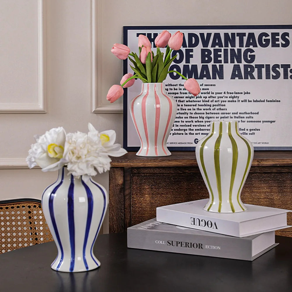 Nordic Hand Painted Ceramic Vase Decorative Flower Vase for Home Table Living Room Office Decoration MegaBDM