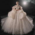 Jancember LSMX064 Royal Puffy Illusion Bridal Wedding Gowns Dresses for Women