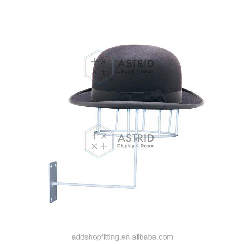 White Modern Portable Detachable Steel Wall Mounted Hat Holder with Shelf for Clothing Retail Store Carton Anti-Rust