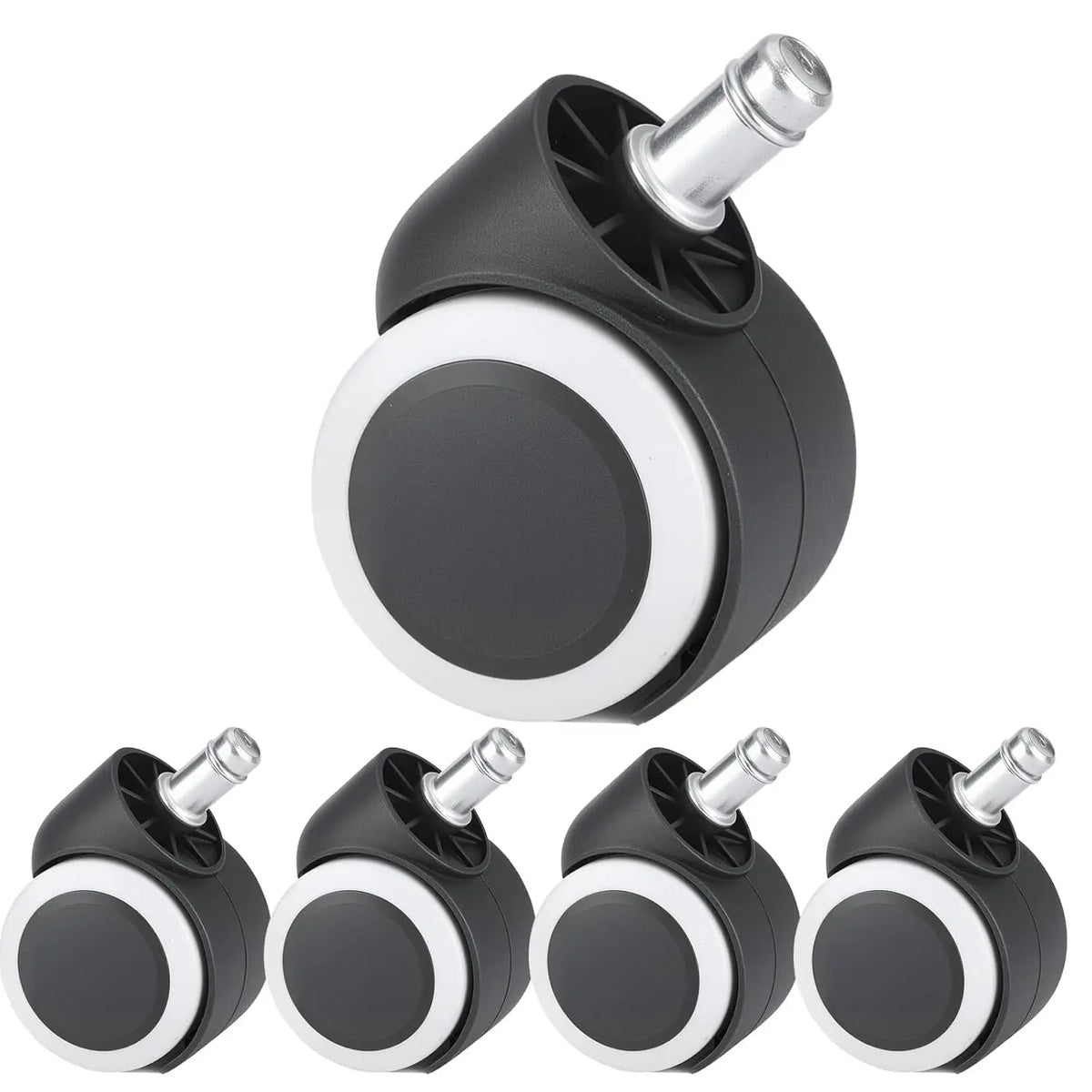 Set of 5pcs 2 Inch White Modern Swivel Casters Wheels 30kg Load Capacity for School Living Room Dining Office Furniture MegaBDM