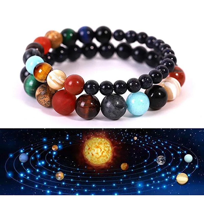 Bestone Fashion Planet Bracelet Universe Galaxy Eight Planets Couple Bead Bracelet