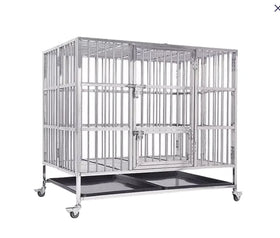 Luxury Mobile Stainless Steel Separation Dog Cage Divided Crate Wheels Tray Eco-Friendly for Breeding Pet Hospital Use
