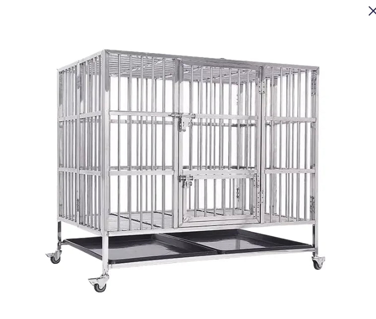 Luxury Mobile Stainless Steel Separation Dog Cage Divided Crate Wheels Tray Eco-Friendly for Breeding Pet Hospital Use MegaBDM