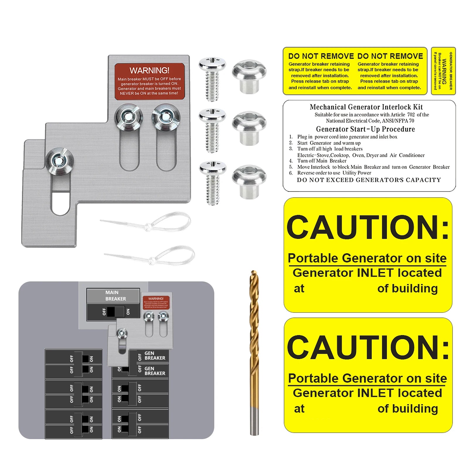 Generator Interlock Kit Suitable for Square D QO or Homeline 100 or 125 Amp PanelsProfessional Generator Interlock Kit(SQD100A)