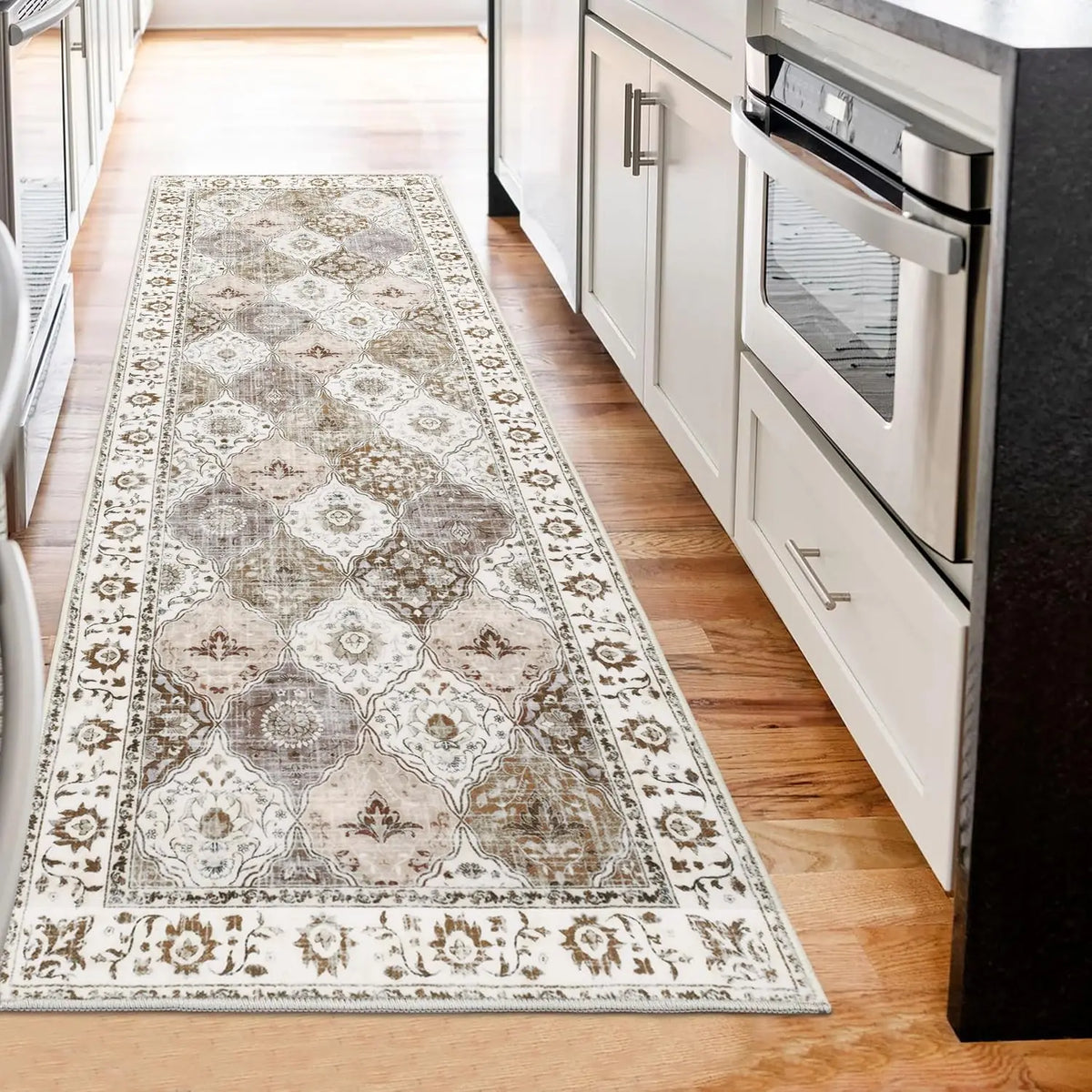 LIODUX Boho Floral Pattern Large Washable Non-Slip Thin Bohemian Area Rug for Living Room Bedroom Office (Navy 160x230cm) MegaBDM