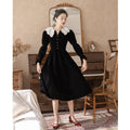 Fall Vintage Peter Pan Collar Casual Maxi Dress for Women Lace Dress