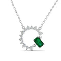 925 Sterling Silver Lab Grown Vivid Green Emerald Gemstone Pendant Necklace Fine Jewelry for Women Destiny Jewellery