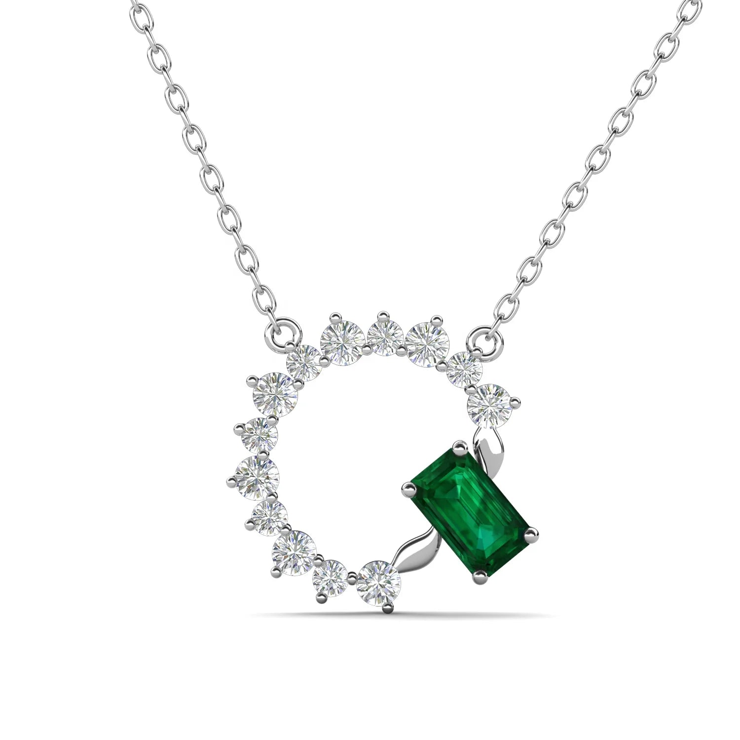 925 Sterling Silver Lab Grown Vivid Green Emerald Gemstone Pendant Necklace Fine Jewelry for Women Destiny Jewellery