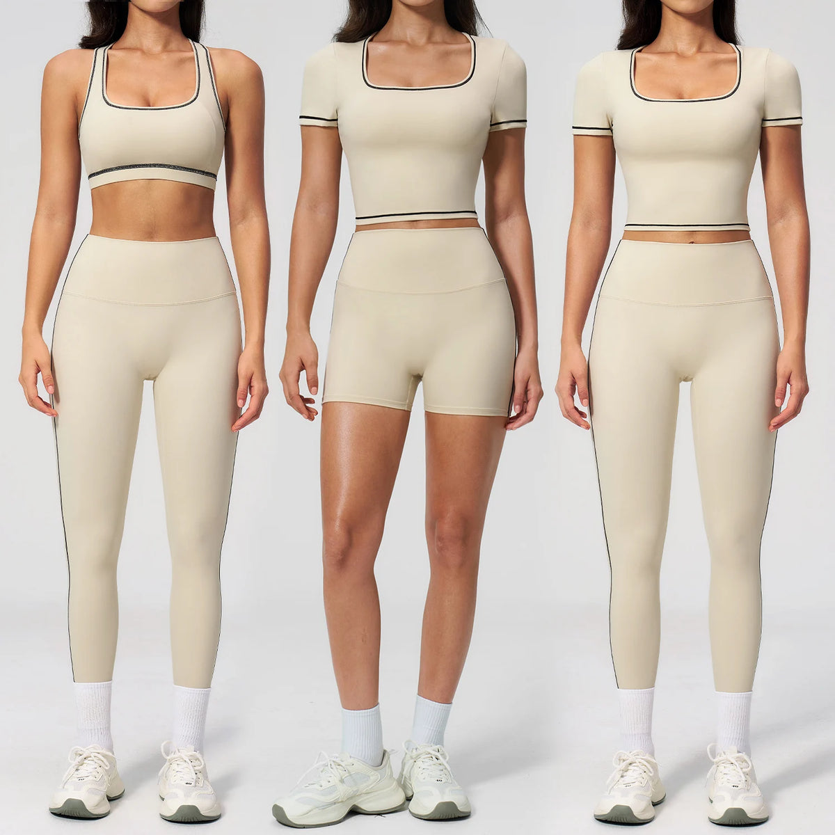 High-End Women Activewear Set Supplier 2 Piece Contrast Stitch Stretchy Gym Fitness Clothes Breathable Women Pilates Yoga Set MegaBDM