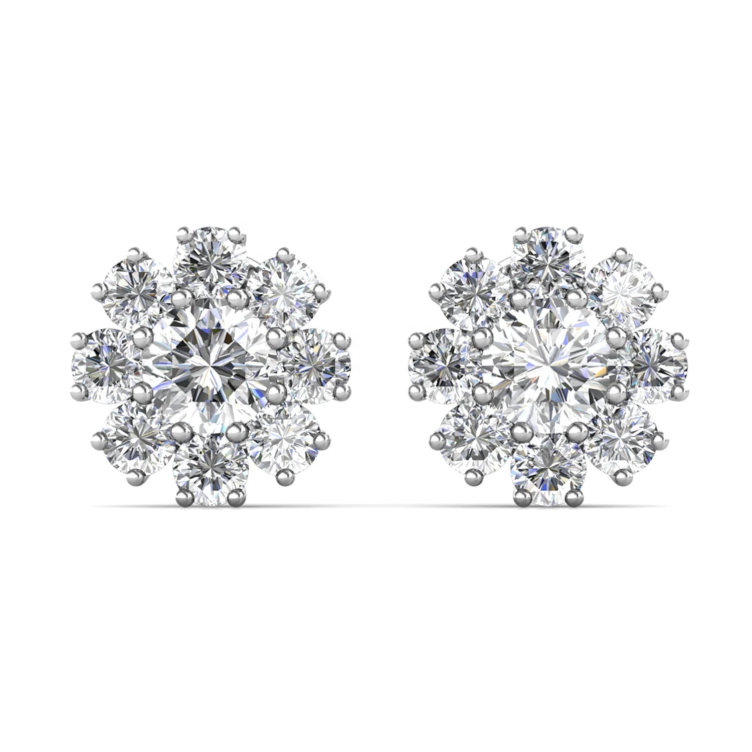 Brilliant  Moissanite Diamond 925 Silver Flower Cluster Stud Earrings for Women Destiny Jewellery