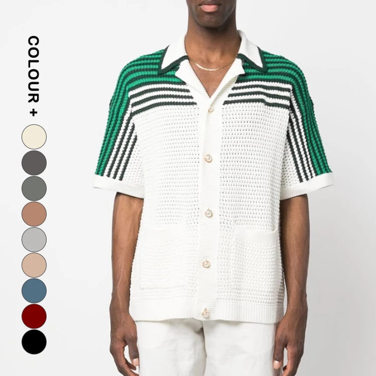 Custom Summer Short Sleeve Knitwear Quater Polo Pullover Shirt Cotton Knitted Clothes Men's Short Sleeve Cardigan