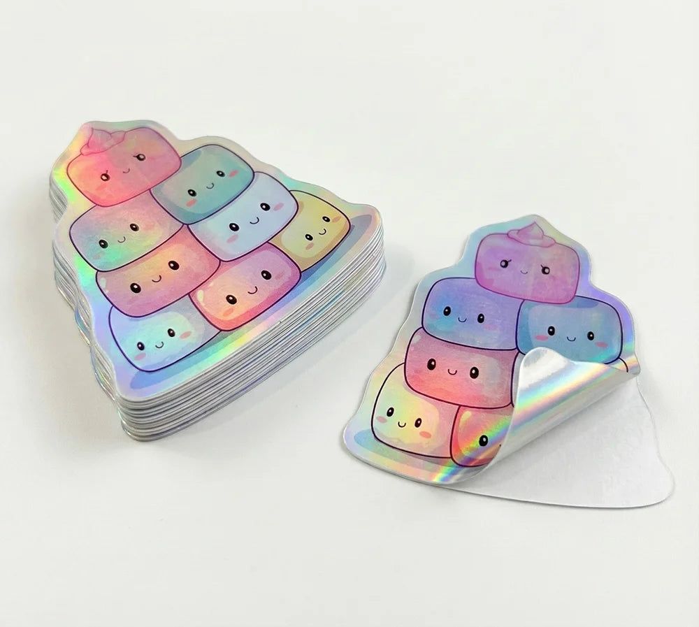Custom Personalized Private Waterproof Sticky Vinyl Label Logo Cartoon Holographic Sticker Custom Printed Die Cut Sticker
