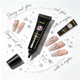 Solid Nail Glue Gel 10g Black Tube Transparent No UV Quick Dry Long Lasting 28 Days HEMA Free Low Odor Press Nails Wholesale