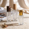 3ml 5ml 10ml 15ml Square Essential Oil Glass Roll on Bottle Perfume Glass Roller Bottle with Bamboo Cap