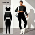 PASUXI Seamless Yoga Set 3 Piece High Waist Leggings and Sports Bra Fitness Gym Workout Outfits for Women
