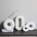 Modern Hollow Ceramic Vase Set Minimalist Oval & Donut Shape Decorative Flower Vase for Home Decor
