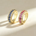 QIKU Fashion Rectangle 5 Colors Rhinestone Opening Adjustable Rings Copper Cubic Zircon Finger Jewelry Women Girl Gift Wholesale