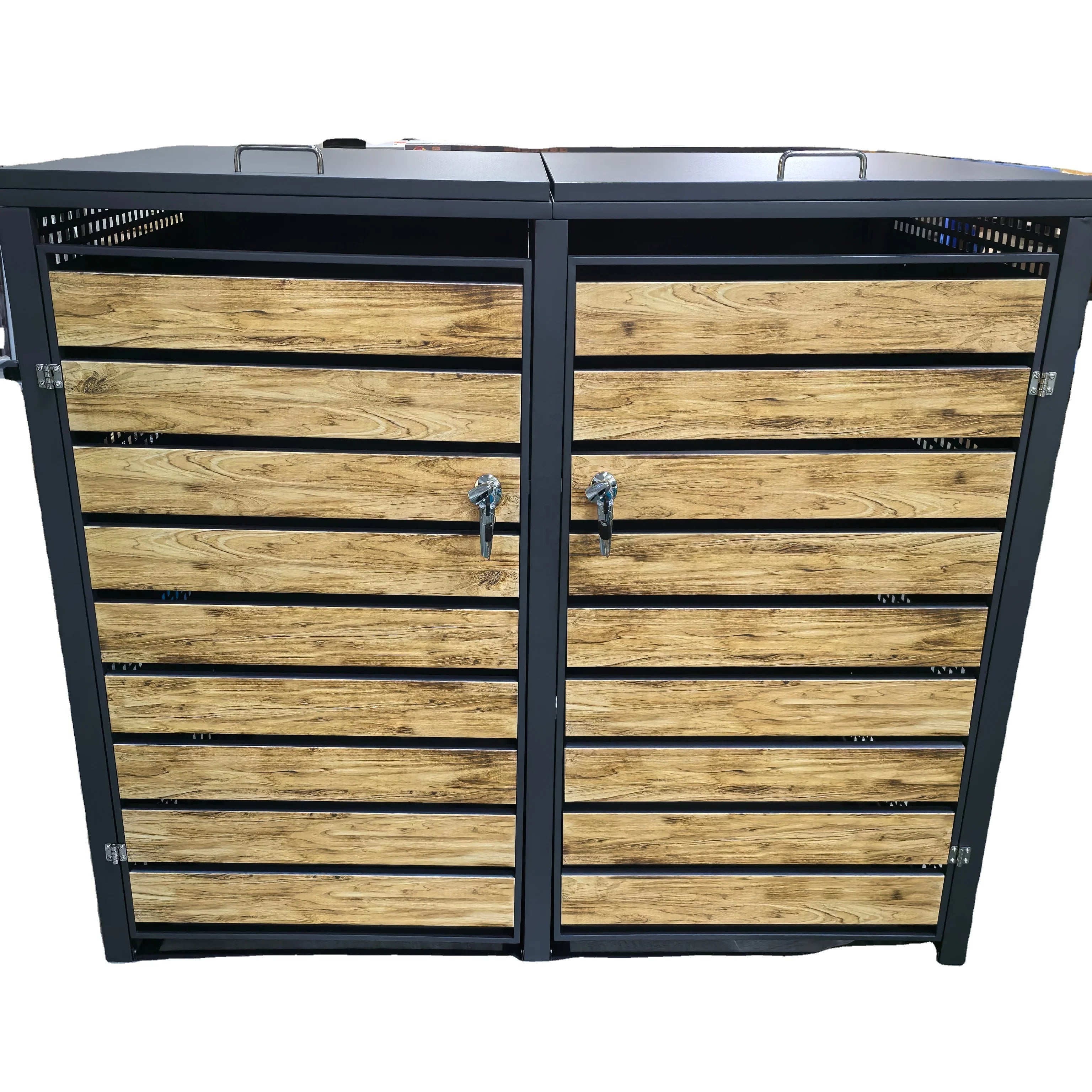 Outdoor Open Top 240L Eco-Friendly Square Metal Storage Bins Garden Wheelie Bin Cover for Home&Commercial Use