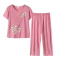 Women's Casual Cotton Knitted Pyjamas Set Breathable Romantic Luxury Vintage Styles Cartoon Pattern Spring Summer Front