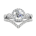 Ideal Cut Moissanite Diamond Jewelry Hypoallergenic 925 Silver 2 in 1 Wedding Bridal Engagement Halo Ring Set Destiny Jewellery