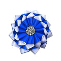 5.5 Inch Fabric Flower Corsage Pin Blue White