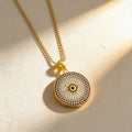 QIKU Bohemian Round Colorful Zircon Pendant Women Necklace Copper Unisex Jewelry Accessories Gift Wholesale Price Dropshipping