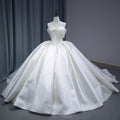 Jancember 1286 Elegant Ivory Off Shoulder Satin Bow Ball Gown Wedding Dresses