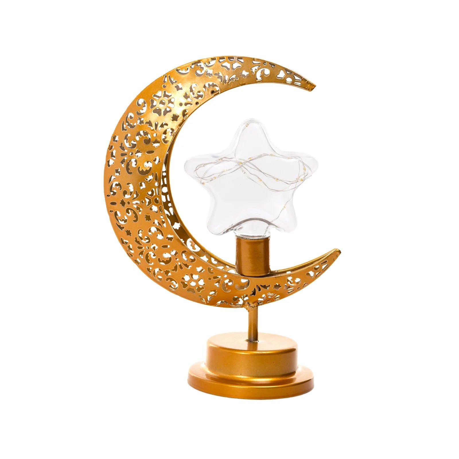Adorable Kids Bedside Bedroom Decor Metal Moonlight 3D Crescent Half Moon Shaped Table Lamp LED Star Living Room AAA Battery